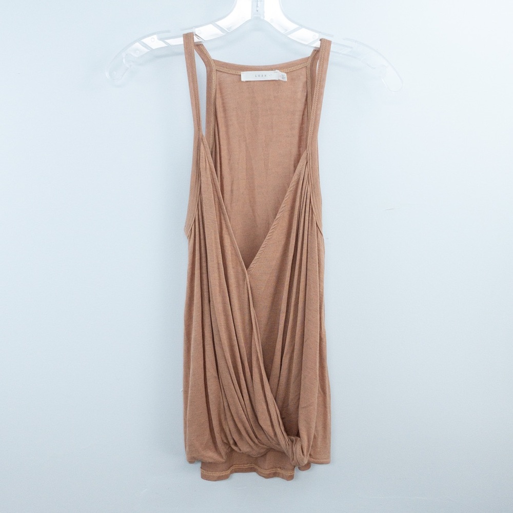 Lush Dark Peach Pink Tank Surplice Wrap Tank Top S